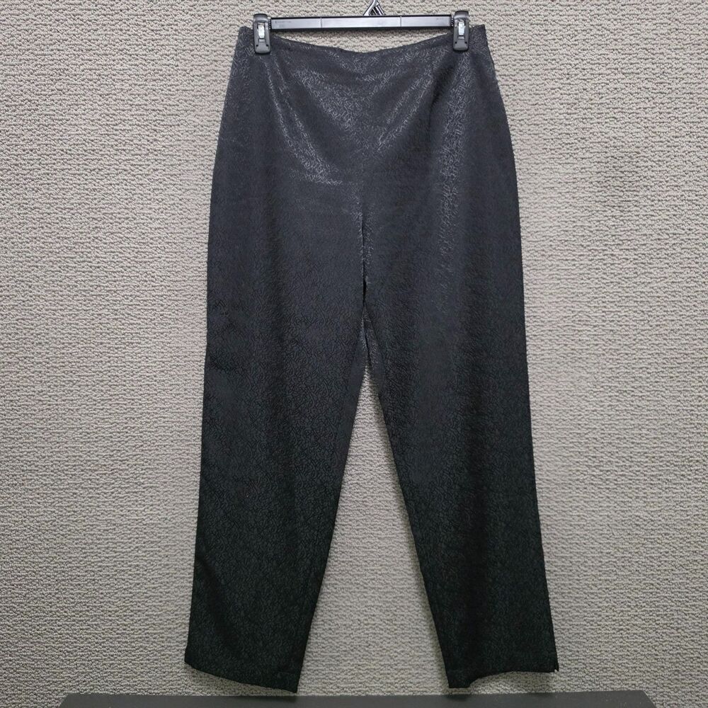 JACLYN SMITH CLASSIC WOMEN'S Black Tonal Jacquard Straight Leg Pants Size 14